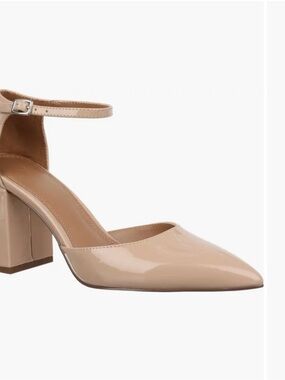 Nordstrom Rack Nude Patent Ankle-Strap Block Heel Pumps size 9